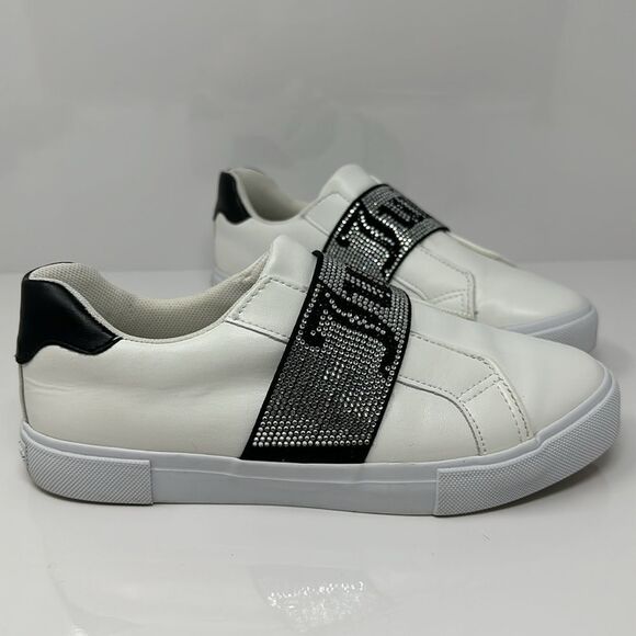 Juicy Couture Black White Cosmic Rhinestones Strap Slip On Man Made Sneakers 7M - Picture 2 of 7